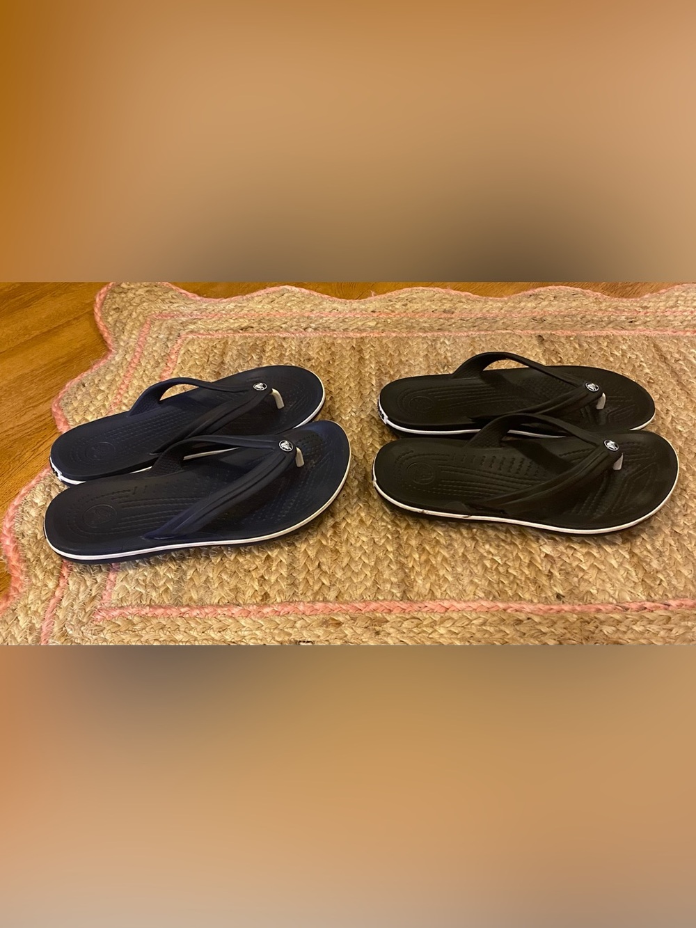 Lot of 2 Crocs Flip Flop Sandals Black & Navy Blue